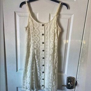 Elegant Cream Lace Button-Down Dress